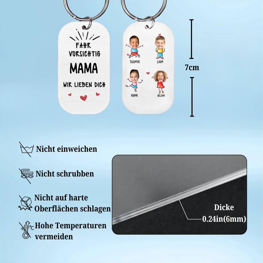 Fahr Vorsichtig Schlüsselanhänger mit Foto Geschenke für Familie