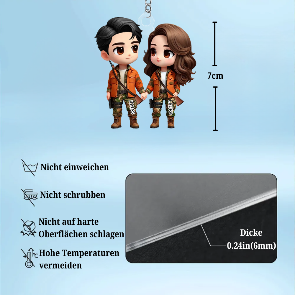 Jagd Acryl-Schlüsselanhänger mit Namen Geschenk für Paar