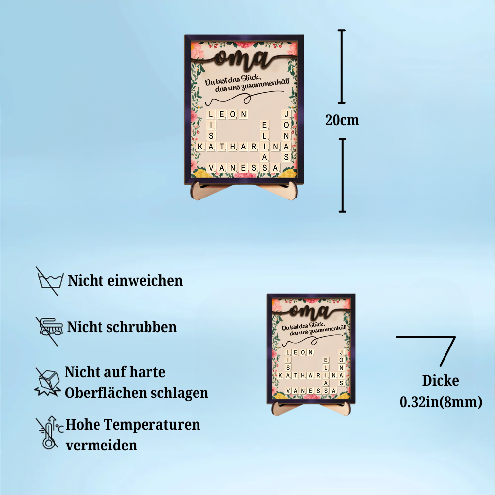 Du bist das Stück-Personalisierte Holzplakette mit Kreuzworträtsel