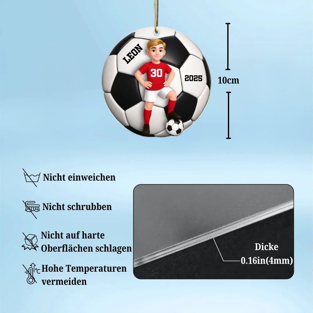 Personalisierter Acrylanhänger mit Fußballkind Geschenk für Junge und Mädchen