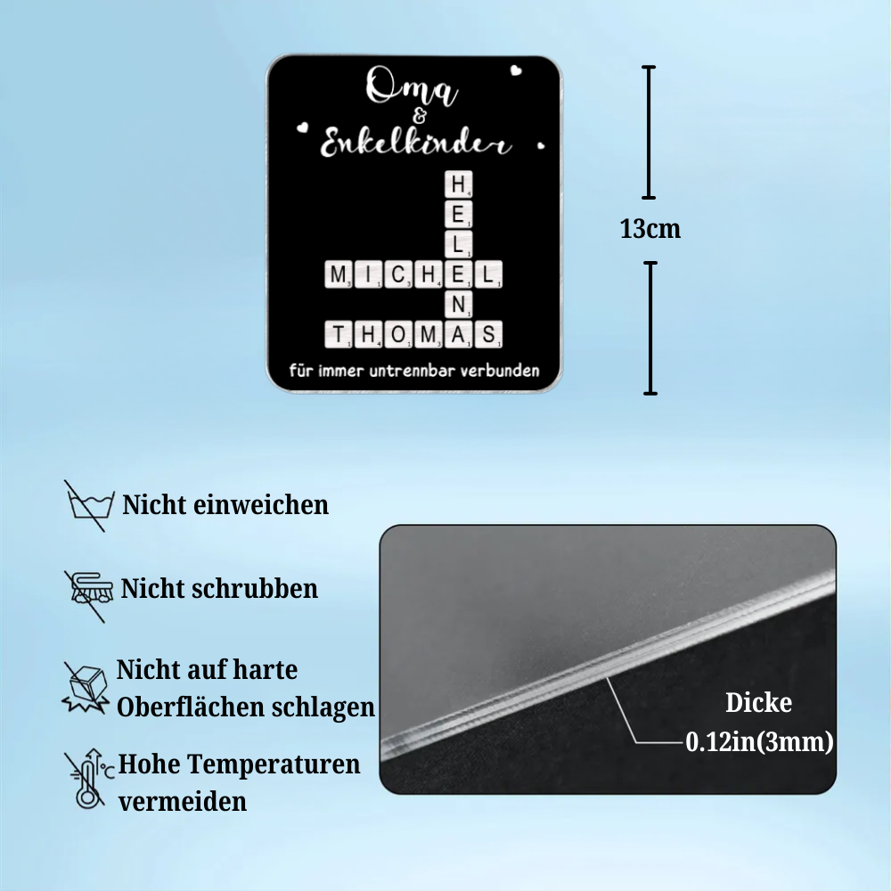 Personalisiertes Kreuzworträtsel-Acryl-Kühlschrankmagnet