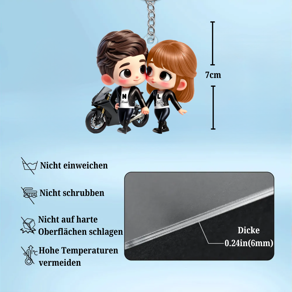 Pärchen mit Motorad Acryl-Schlüsselanhänger Geschenk für Paar