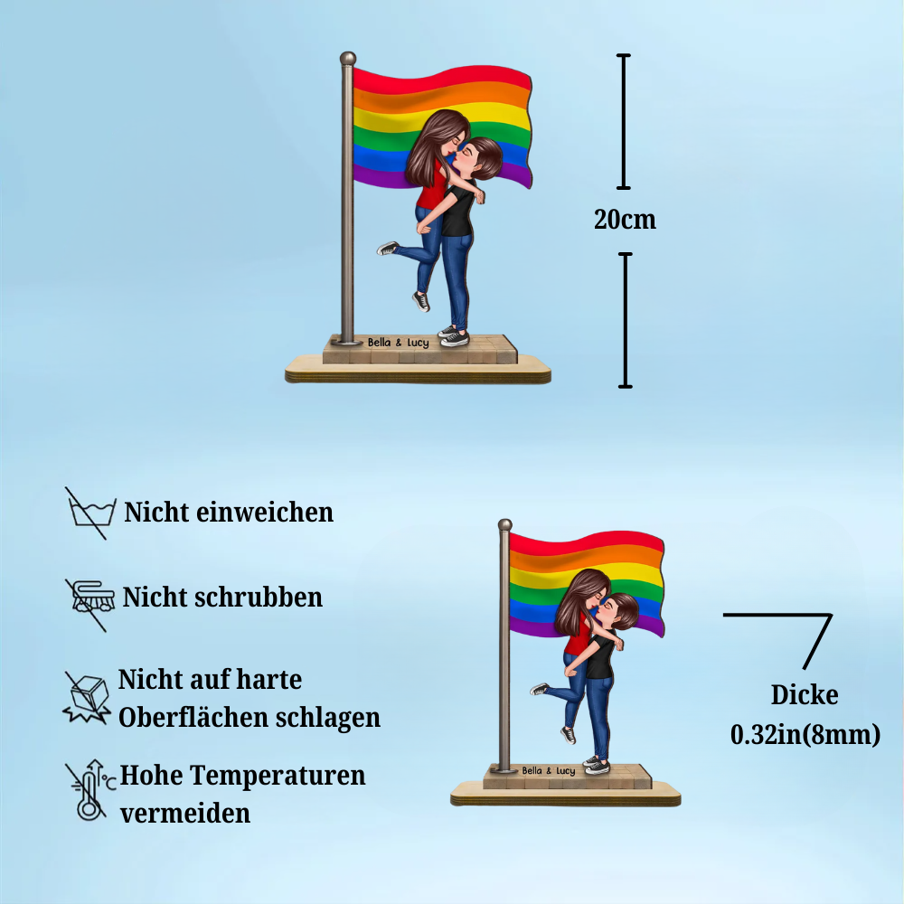 Flaggee-Personalisierte 2-Schicht-Holztafel Geschenk für Paar