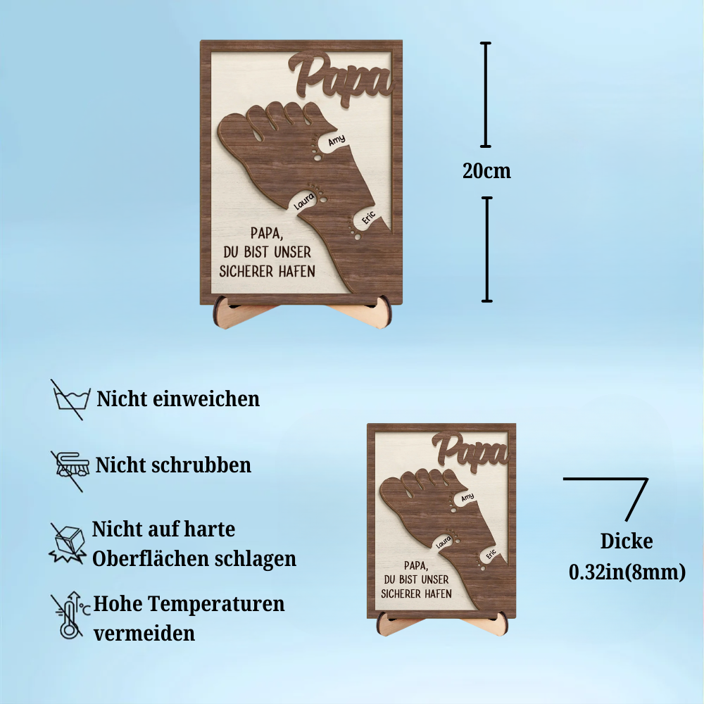 Füße-Personalisierte Holzplakette für Papa