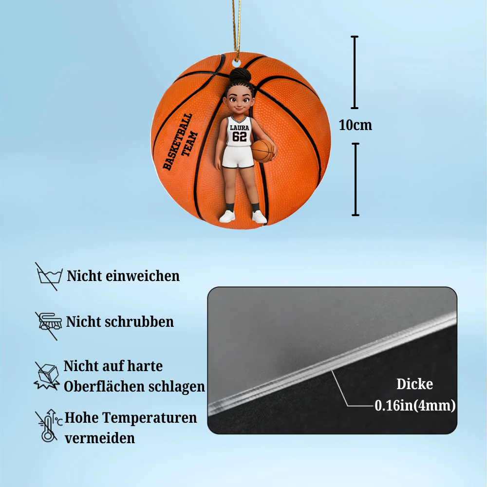 Personalisierter Acrylanhänger mit Basketballkind Geschenk für Junge und Mädchen