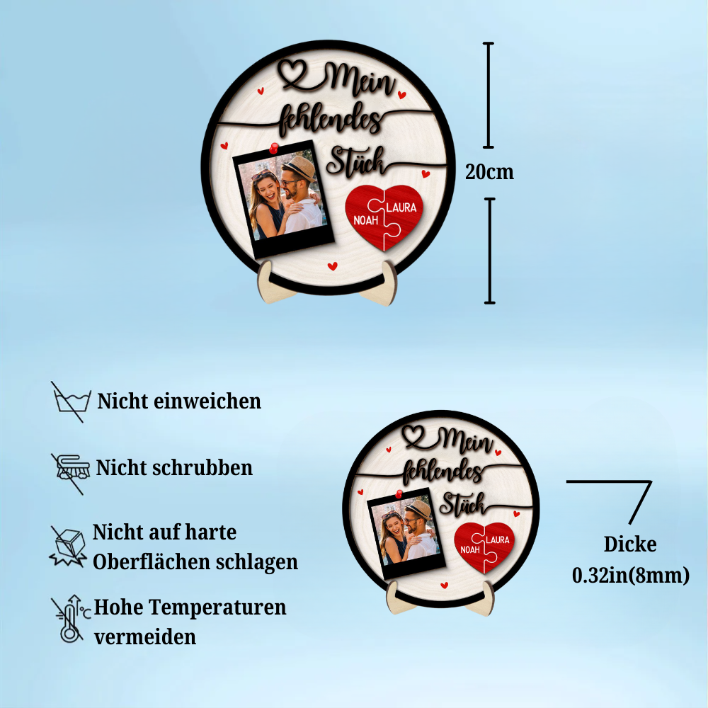 Personalisierte Holztafel -Mein felendes Stück-Geschenk für Paar