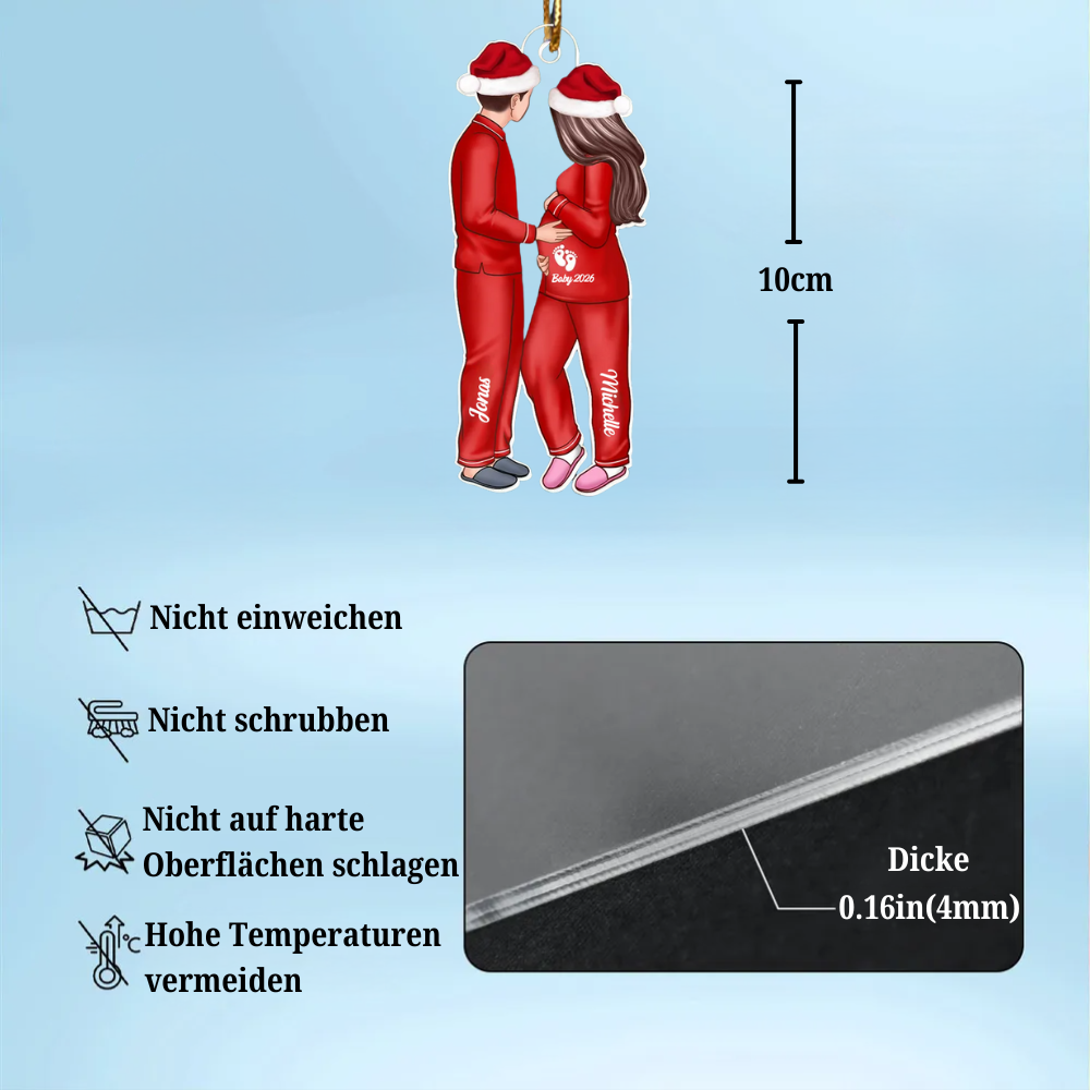 Personalisierter Acrylanhänger mit erwarteten Eltern für das Baby unterwegs