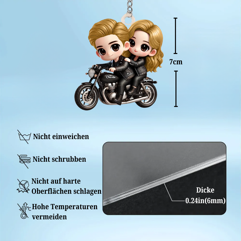 Pärchen auf Motorrad Acryl-Schlüsselanhänger Geschenk für Paar