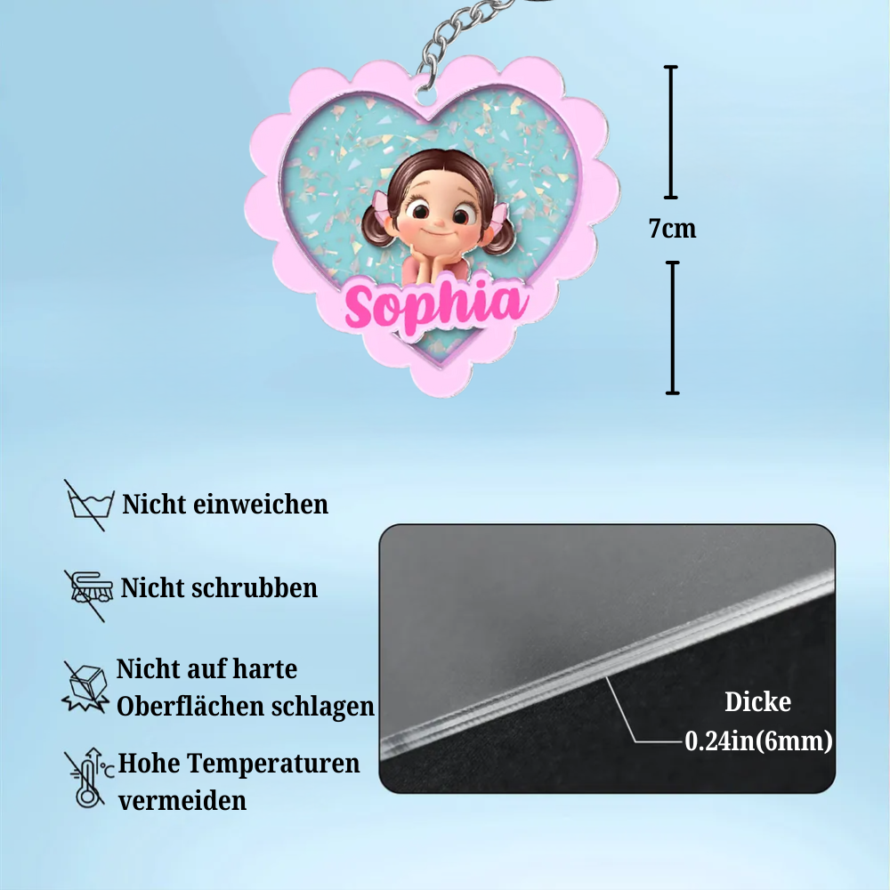 Acryl-Schlüsselanhänger mit Herz Namensschild Geschenk für Kinder