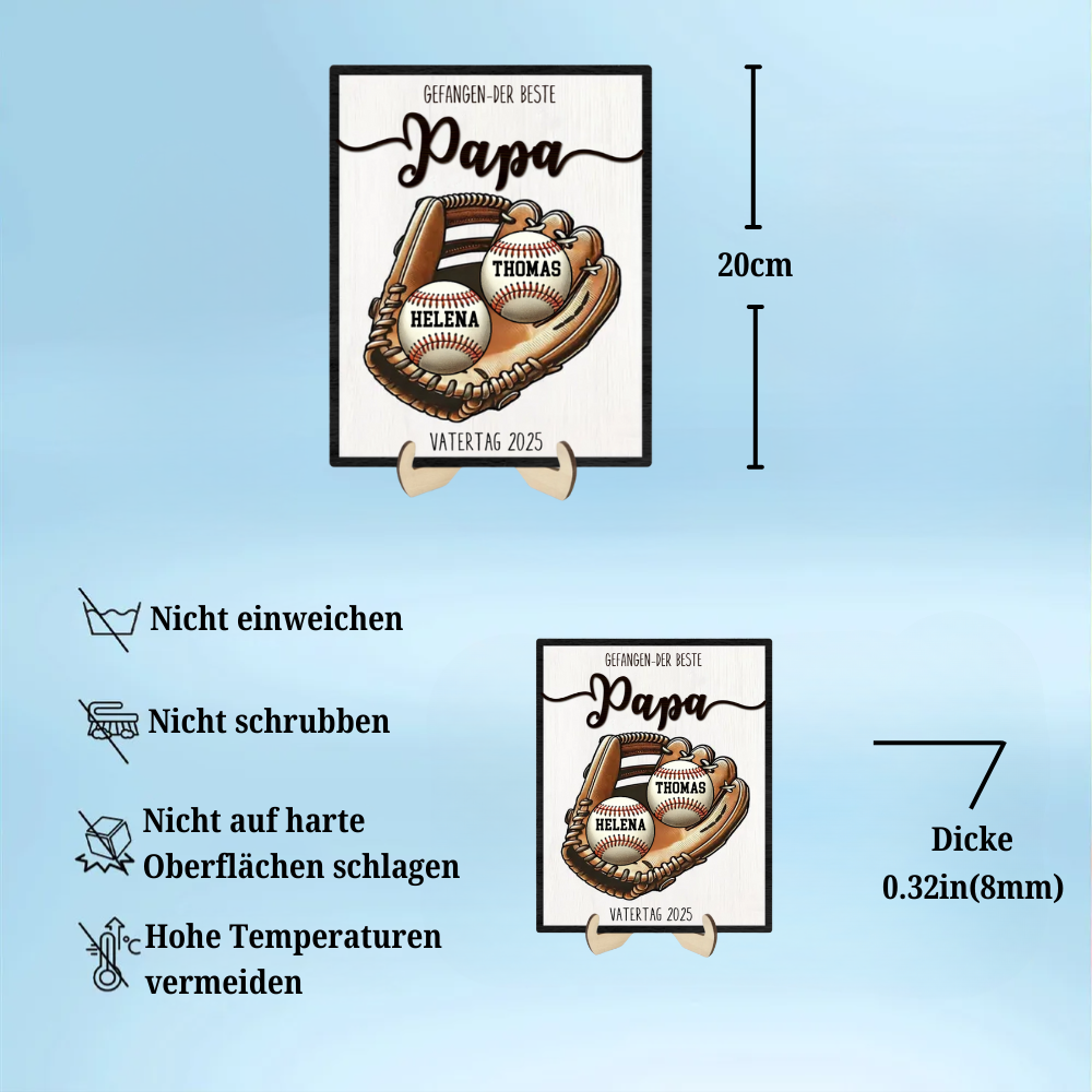 Gefangen...-Personalisierte Holztafel mit Baseballen