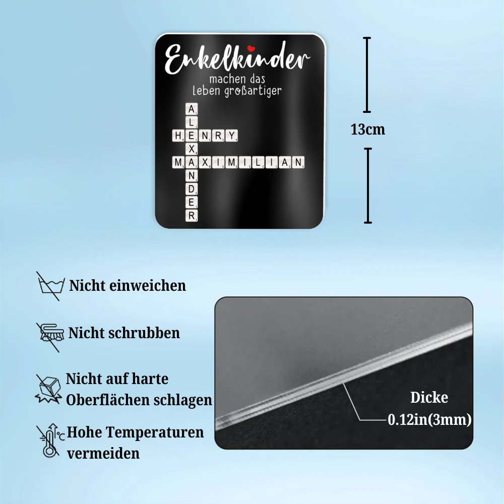 Acryl-Kühlschrankmagnet mit Kreuzwörter Geschenk für Oma