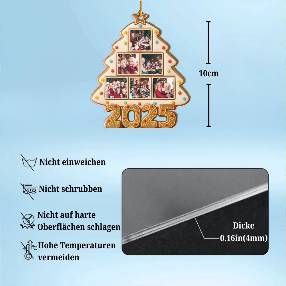 2025-Keks-Foto-Baum Personalisierter Acrylanhänger mit Fotos Geschenk für Familie