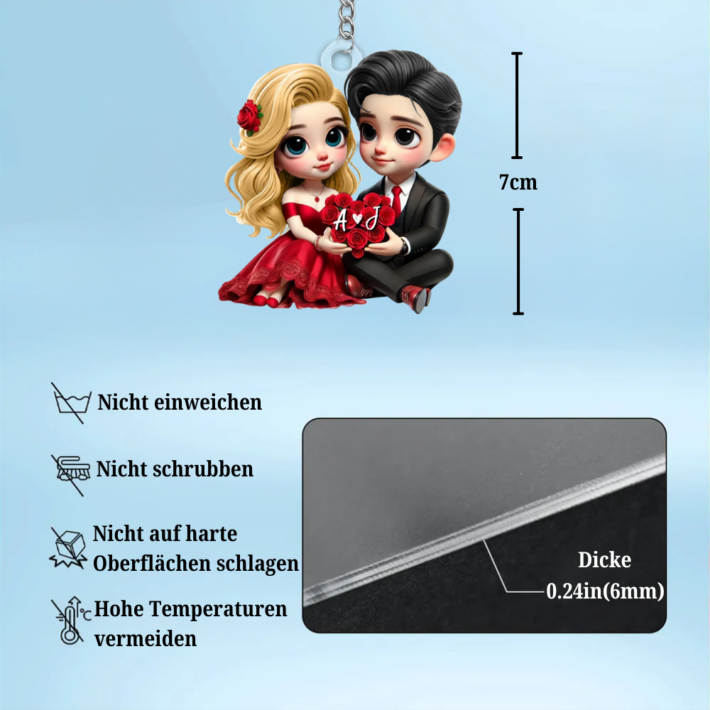 Pärchen mit Herz Acryl-Schlüsselanhänger Geschenk für Paar