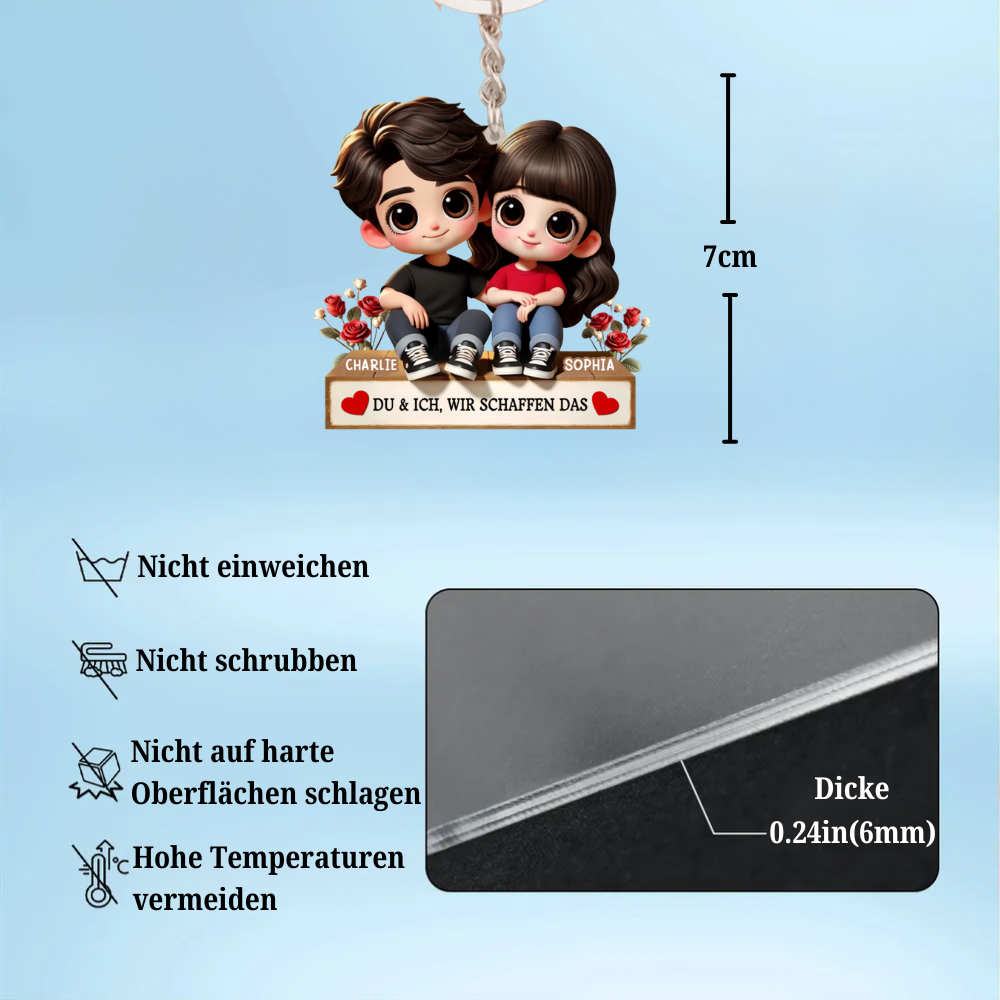 Cartoon-Bild Personalisierter Acryl-Schlüsselanhänger Geschenk für Paar