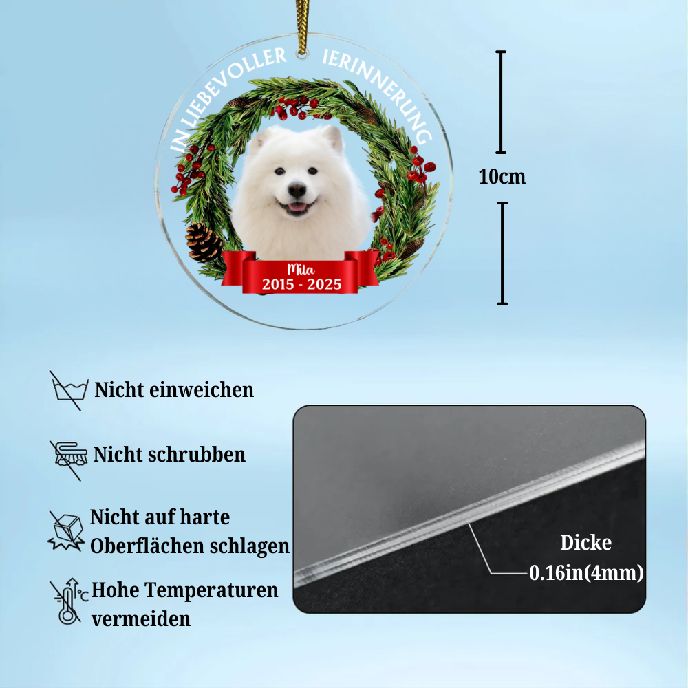 In Liebevoller Erinnerung Personalisierter Acrylanhänger mit Foto Christbaumschmuck zur Trauer