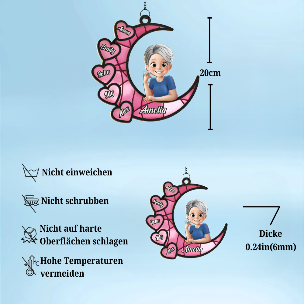 Personalisierter Sonnenfänger mit Mondmotiv Geschenk für Oma und Mama