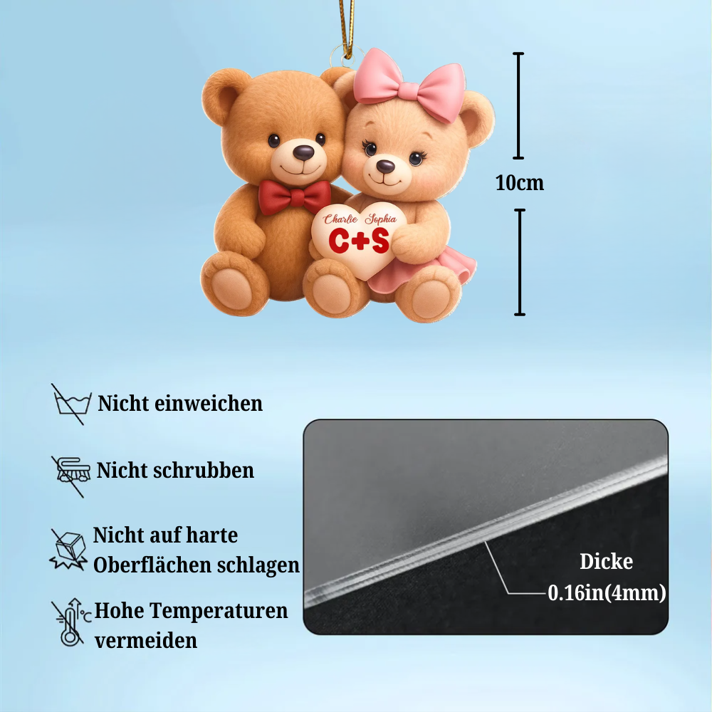 Bärenpaar mit Namen Personalisierter Acrylanhänger für Paar
