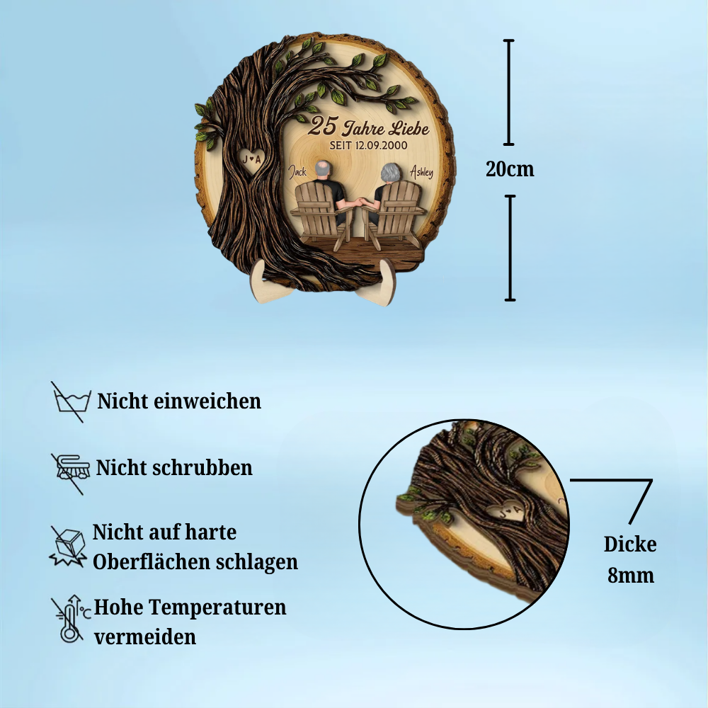 Paar unter Baum- Personalisierte Holzaufsteller mit Jahr, Nummer und Spruch Geschenke zum Jahrestag