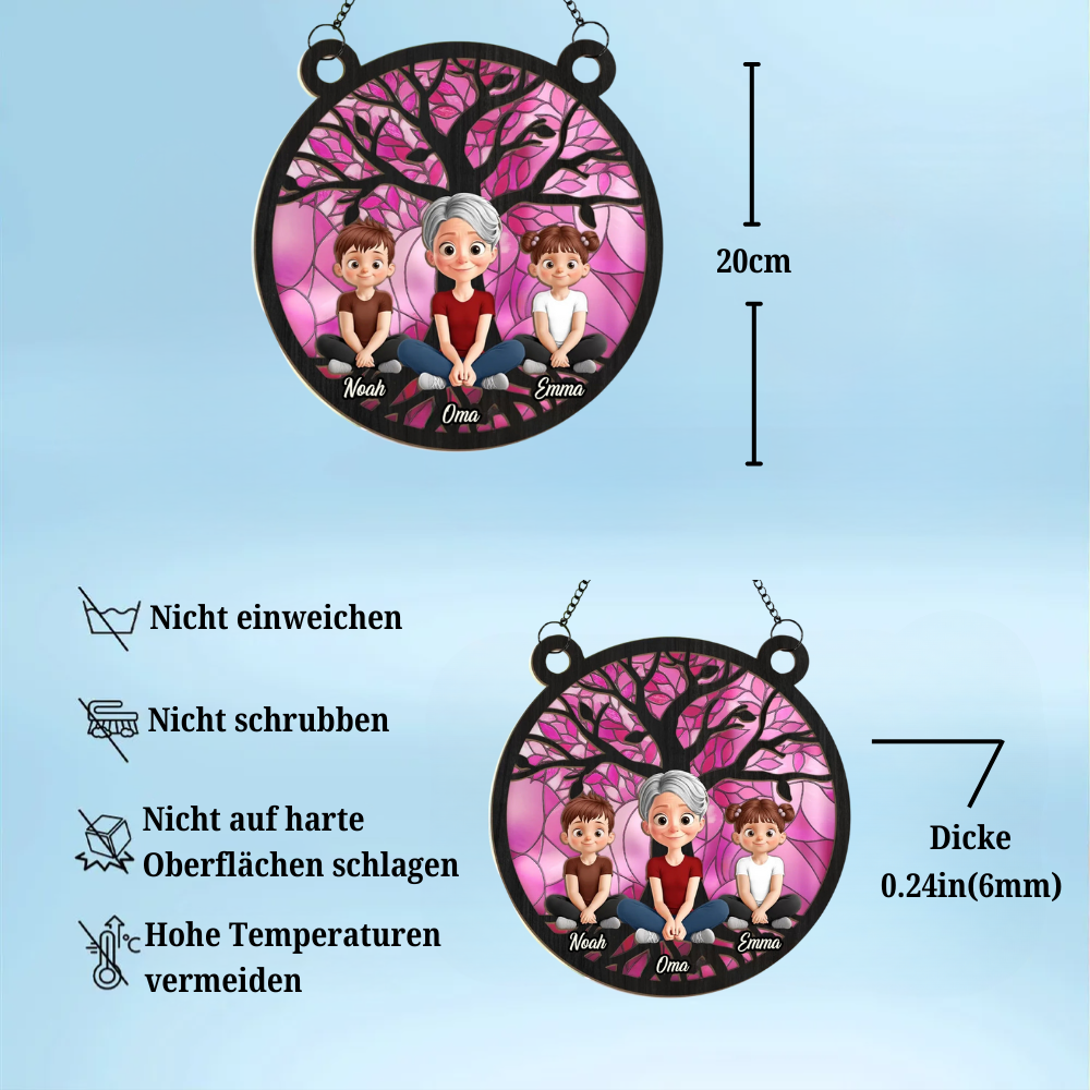 Oma/Mama und Kinder-Personalisierter Sonnenfänger mit Baummotiv