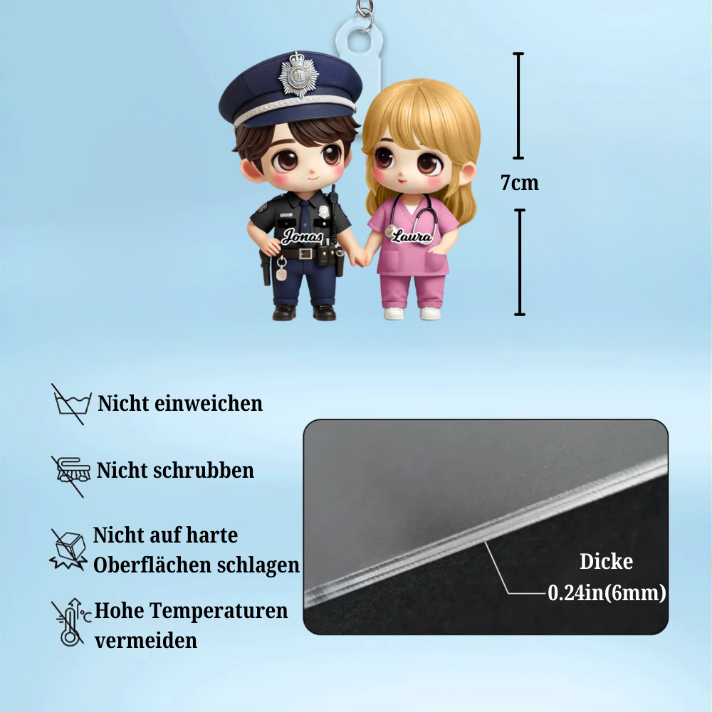 Pärchen in Berufskleidung Acryl-Schlüsselanhänger Geschenk für Paar
