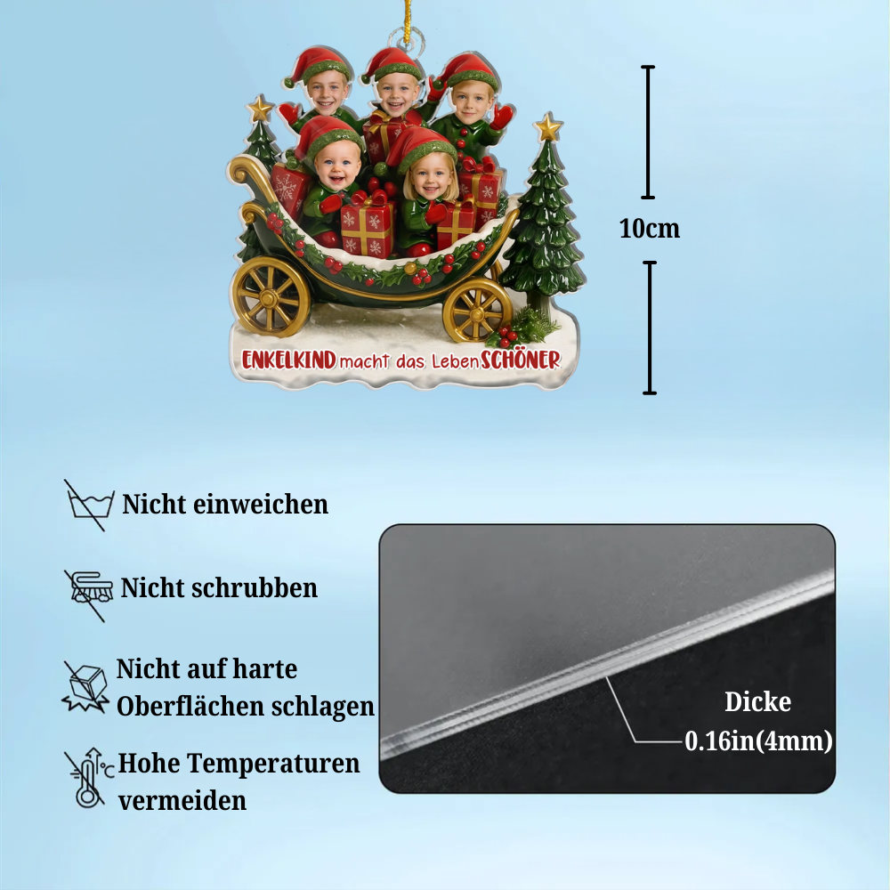 Acrylanhänger mit Fotos und Text Personalisierter Christbaumschmuk für Oma und Opa