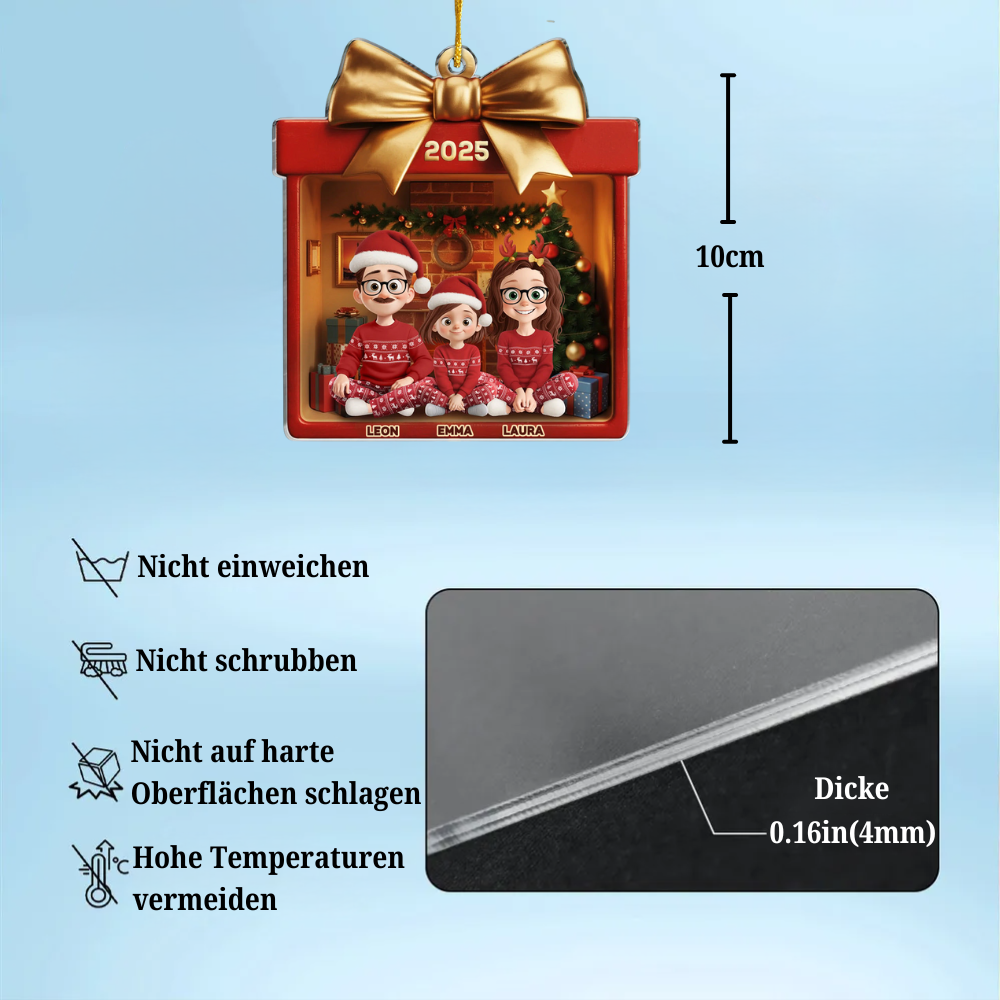 Acrylanhänger mit Familie Christbaumschmuck mit Geschenkmotiv