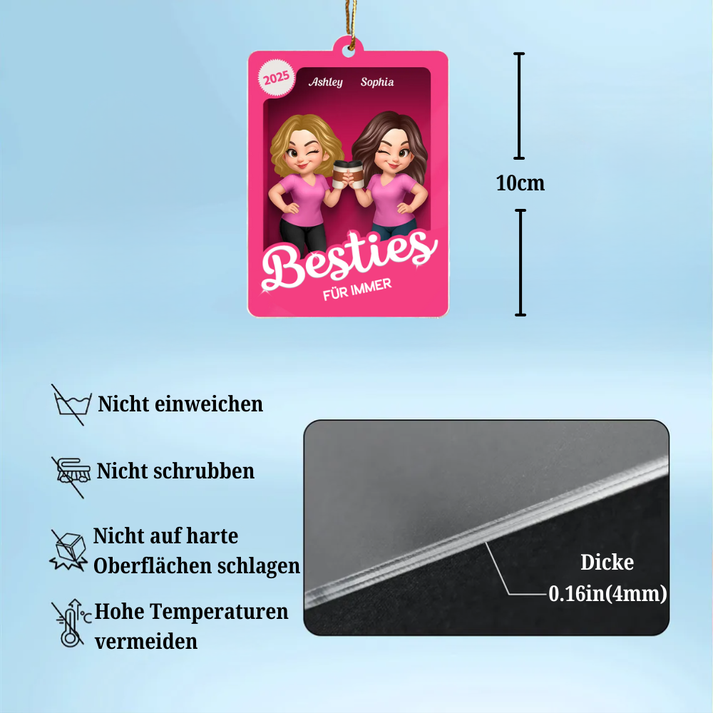 Christbaumanhänger mit 2-6 Frauen personalisiert Geschenk für Freundin und Schwester