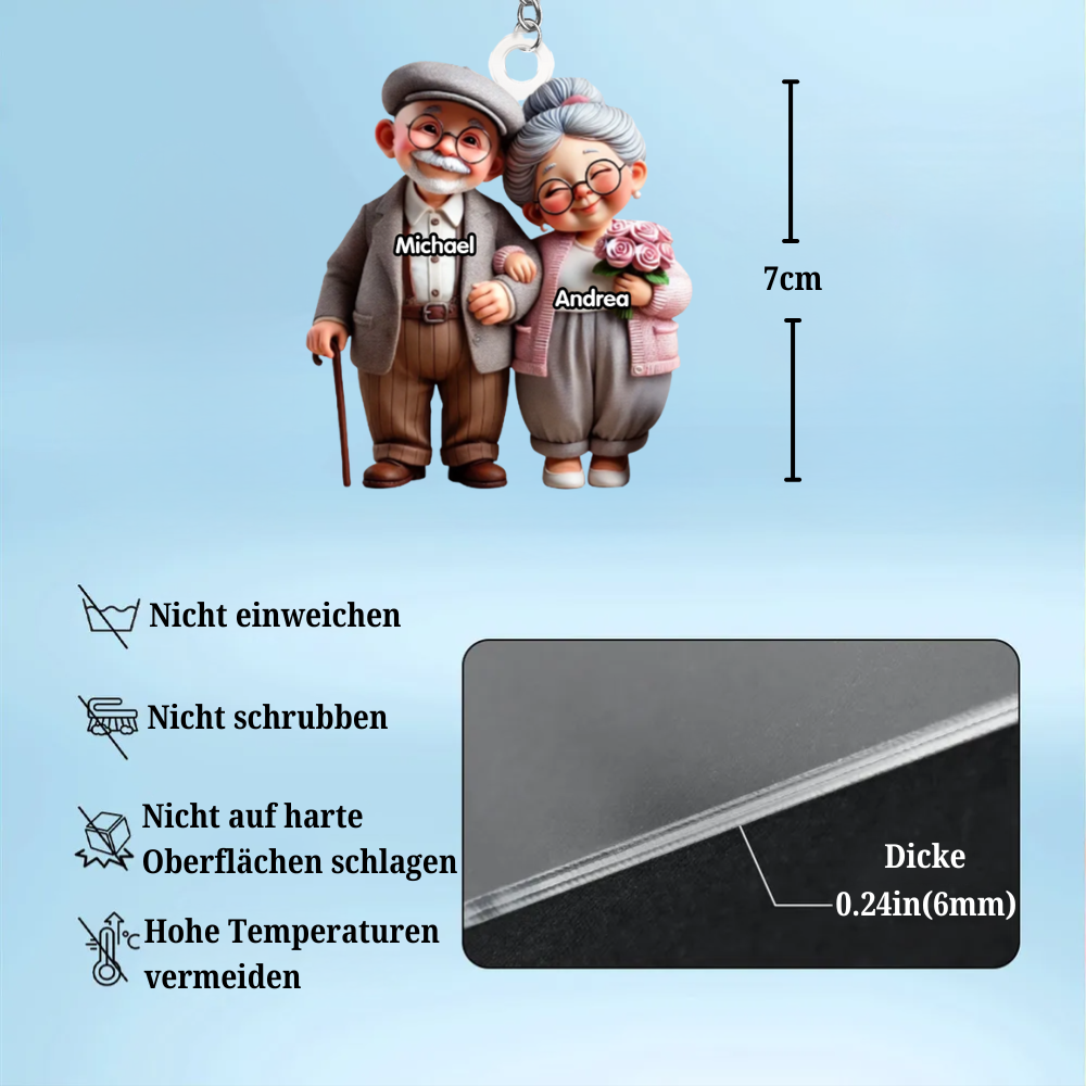 Älteres Paar Acryl-Schlüsselanhänger mit Namen Geschenk für Paar und Großeltern