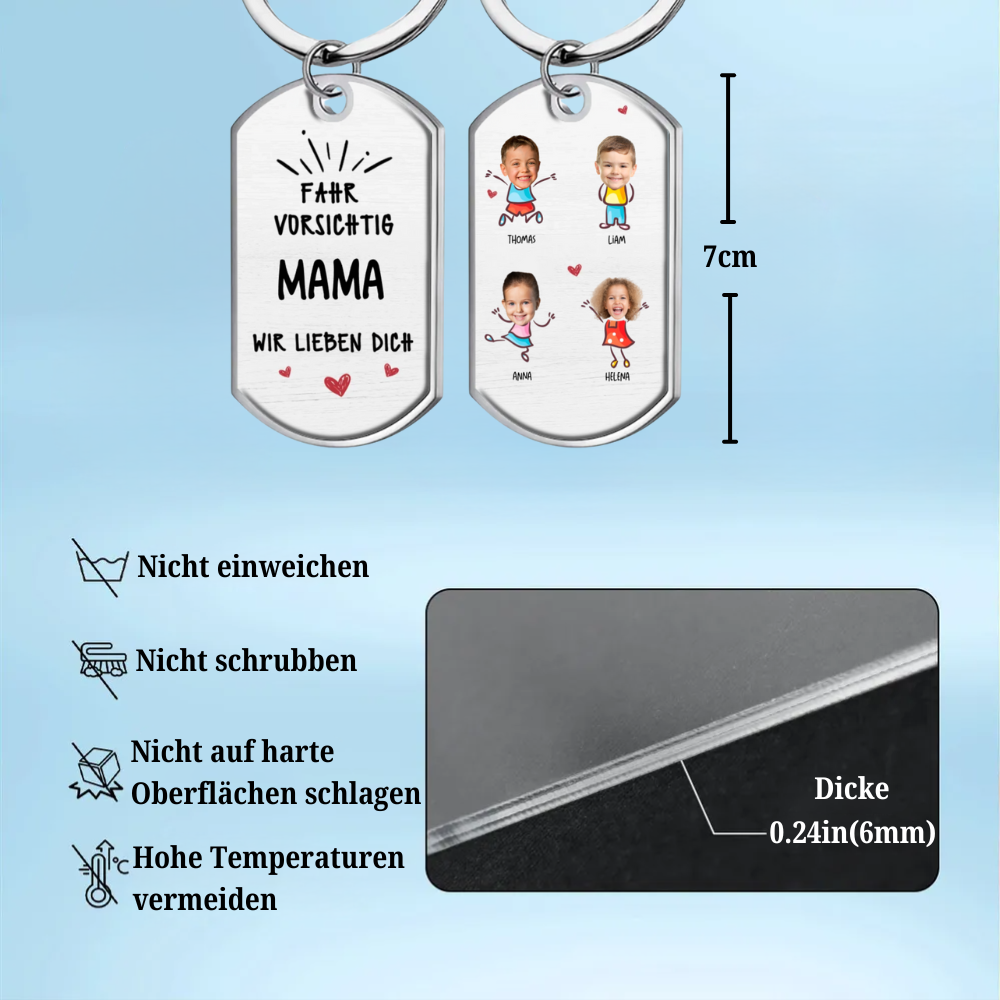 Fahr Vorsichtig...Acryl-Schlüsselanhänger mit Fotos Geschenk für Papa und Mama
