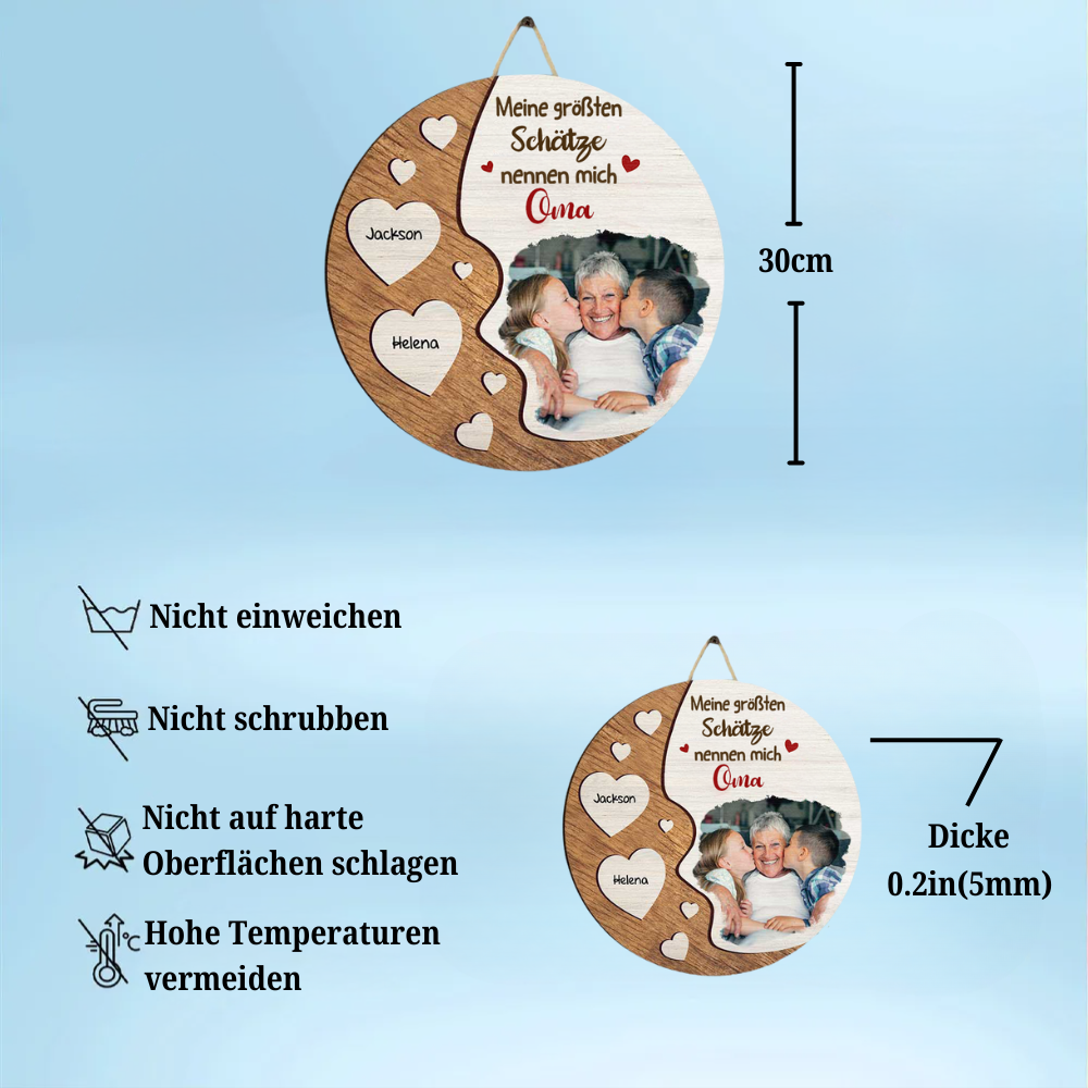 Personalisiertes Holzschild mit Foto und Namen Geschenk für Oma