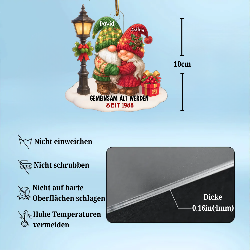 Gemeinsam alt werden-Personlisierter Acrylanhänger mit Zwergenpaar Christbaumschmuck für Paar