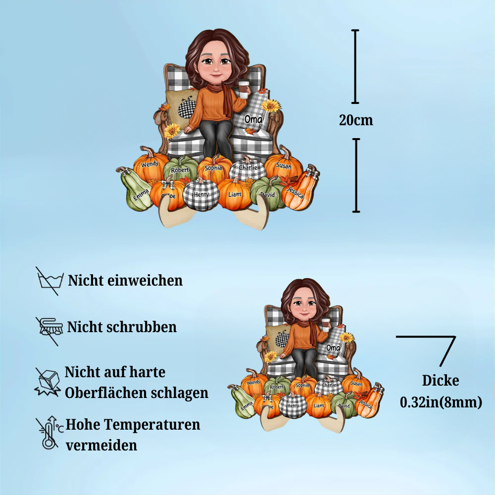 Großeltern und Kürbisse - Personalisierte Holztafel für Opa und Oma