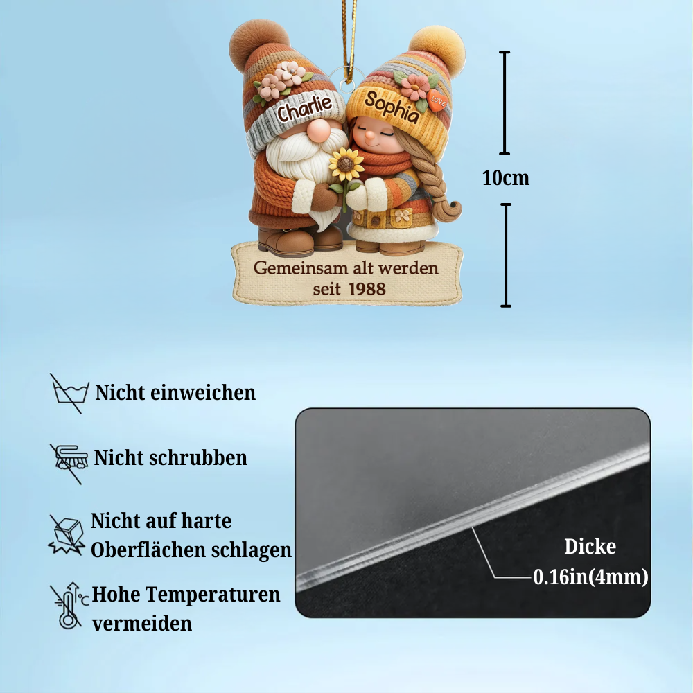 Herbstzwerg - Gemeinsam alt werden - Acrylanhänger mit Namen Geschenk für Paar