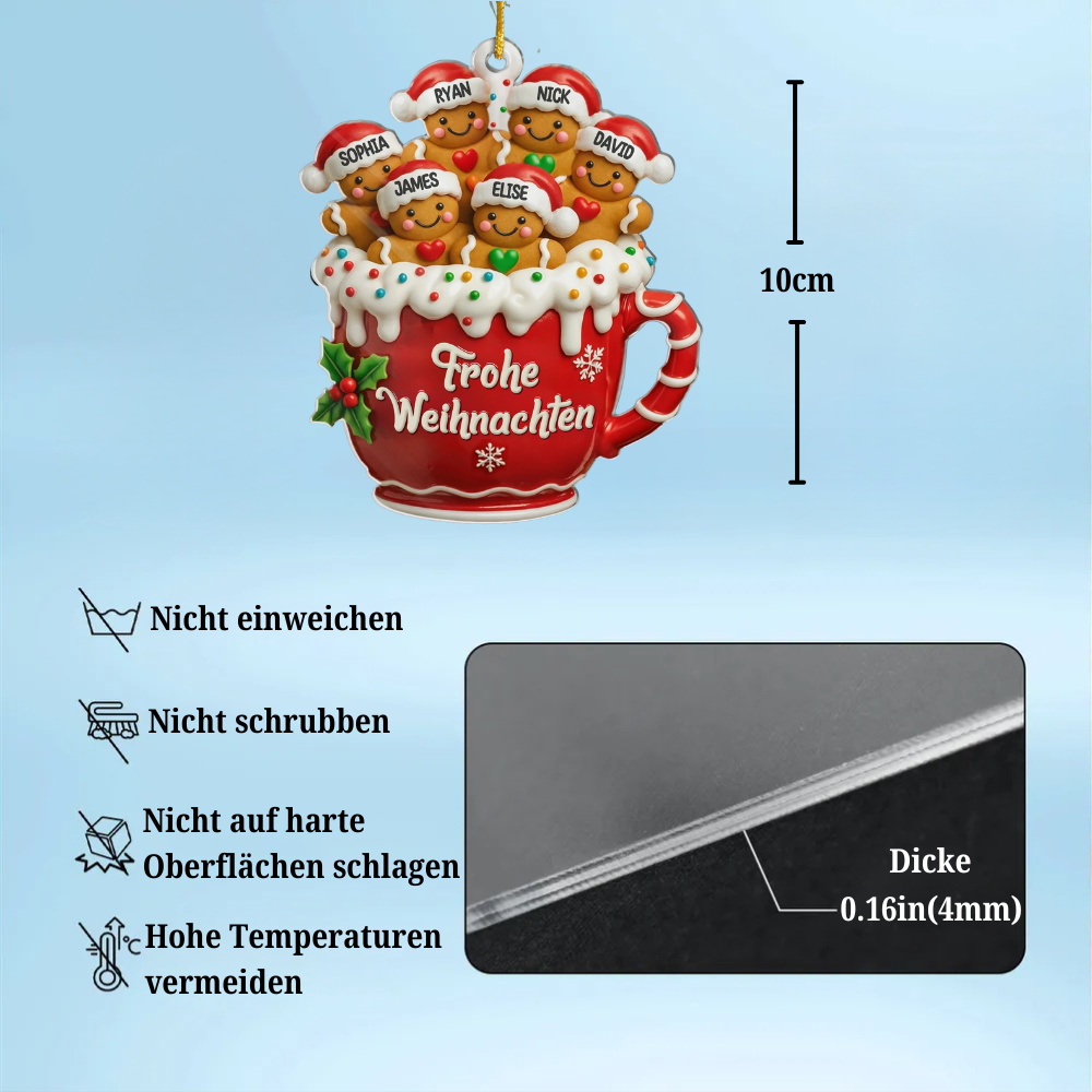 Lebkuchenmann Acryl-Weihnachtsanhänger mit Namen und Text