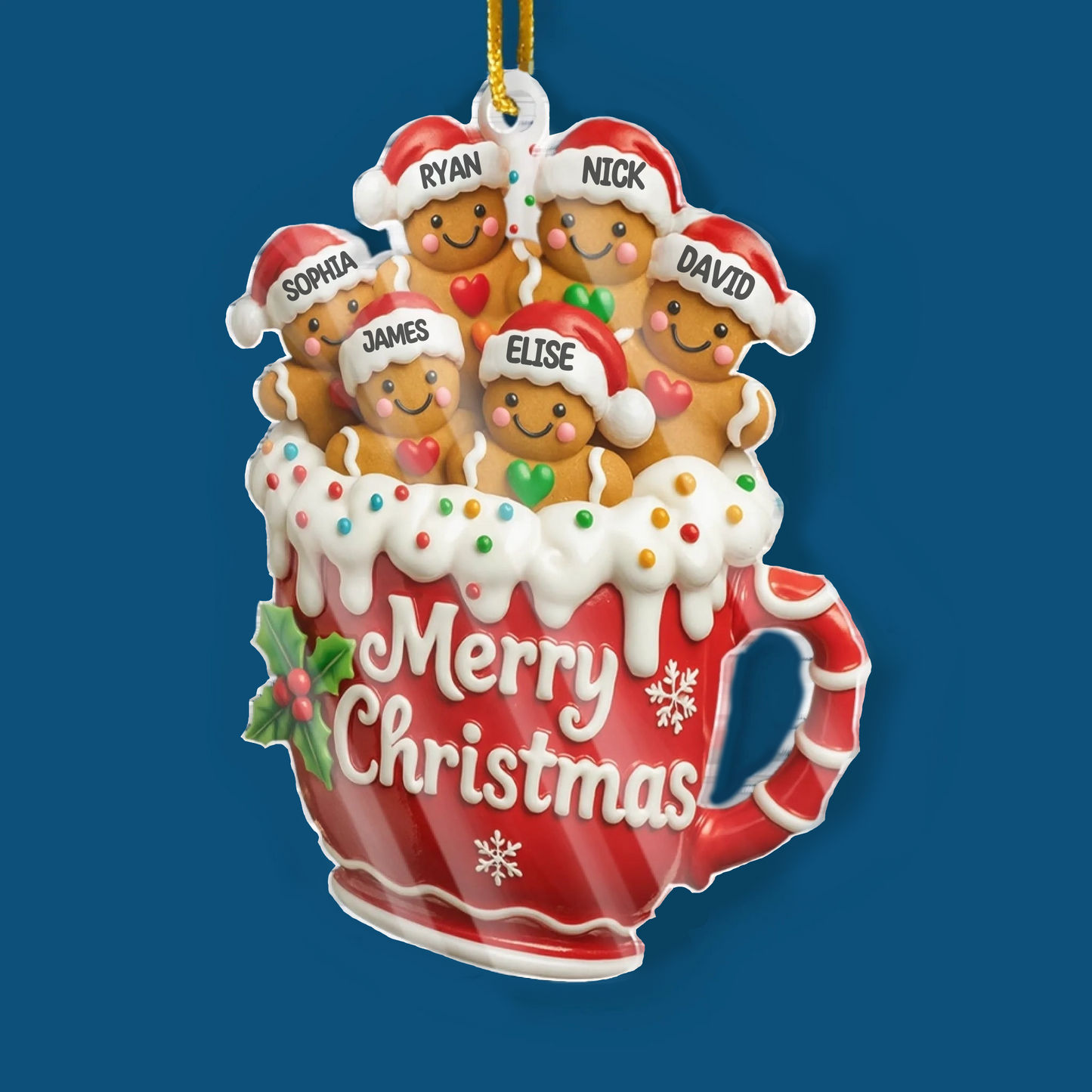 Lebkuchenmann Acryl-Weihnachtsanhänger mit Namen und Text