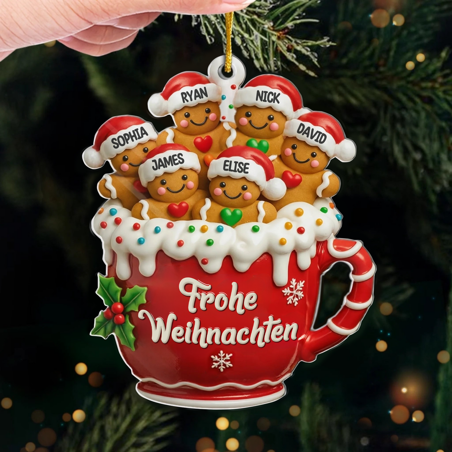Lebkuchenmann Acryl-Weihnachtsanhänger mit Namen und Text