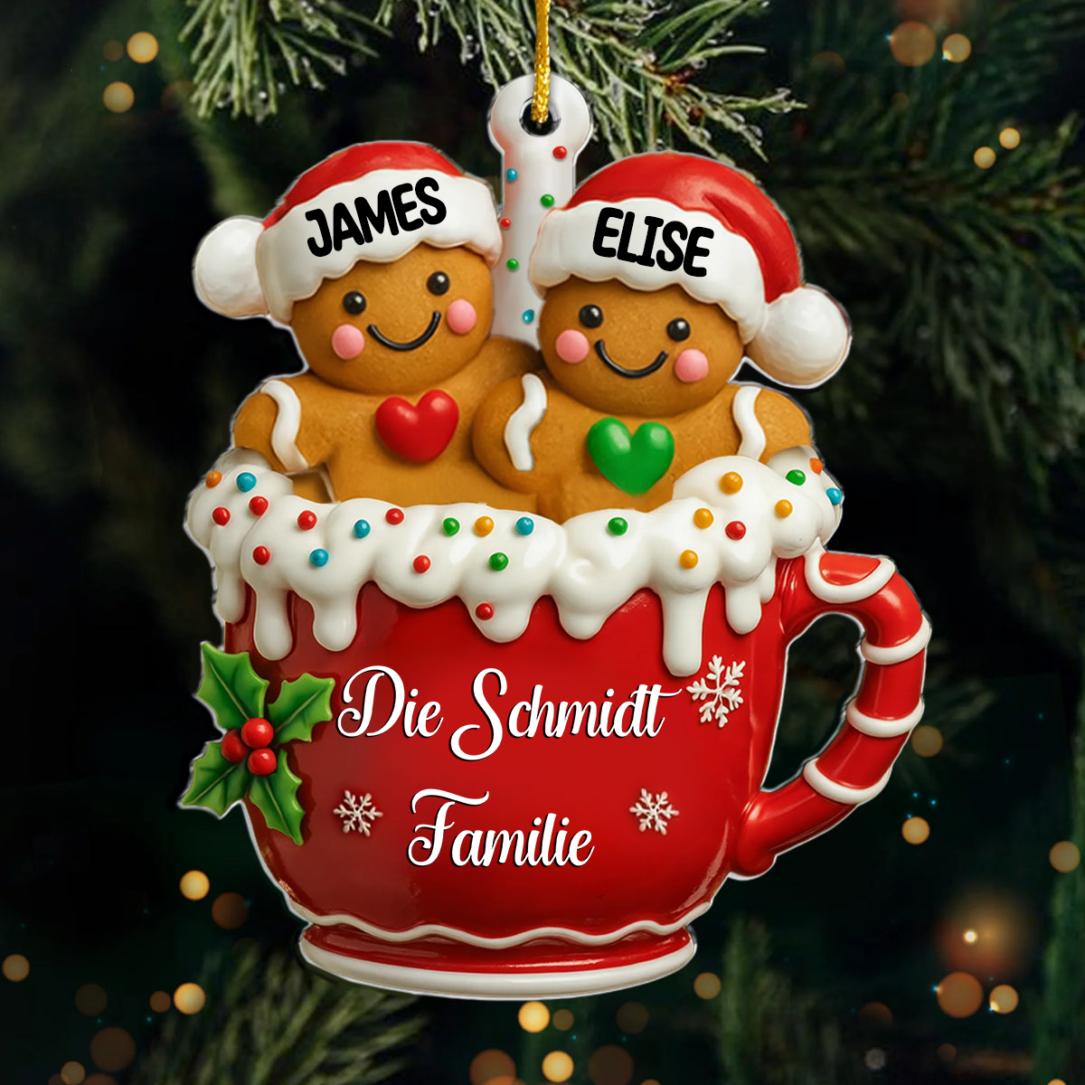 Lebkuchenmann Acryl-Weihnachtsanhänger mit Namen und Text