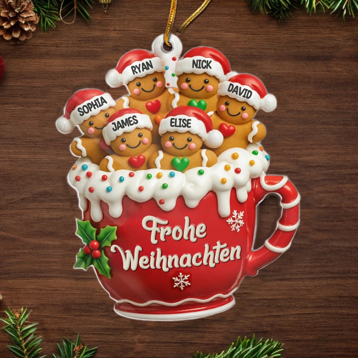 Lebkuchenmann Acryl-Weihnachtsanhänger mit Namen und Text