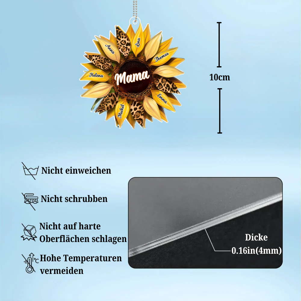 Sonnenblume – Personalisierter Acryl-Autoanhänger