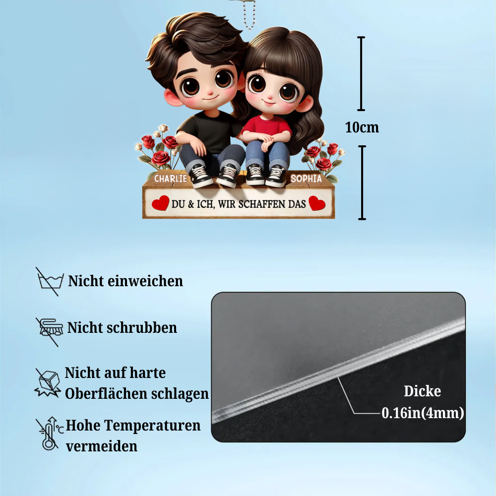 Cartoon-Bild-Personalisierte Acrylanhänger Geschenk für Paar