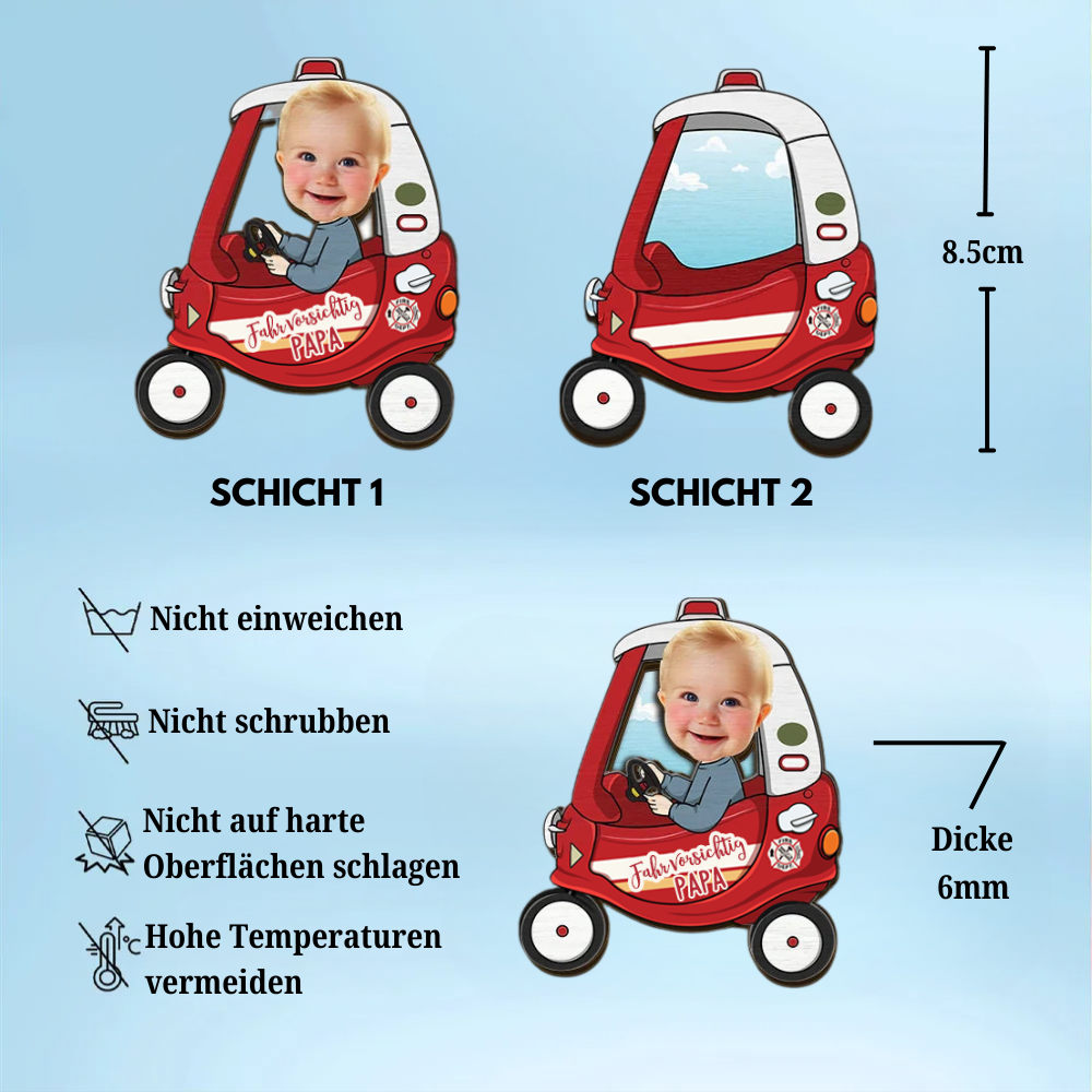 Fahr Vorsichtig-Personalisiertes Sonnenblendenclip mit Foto für Vater und Mutter