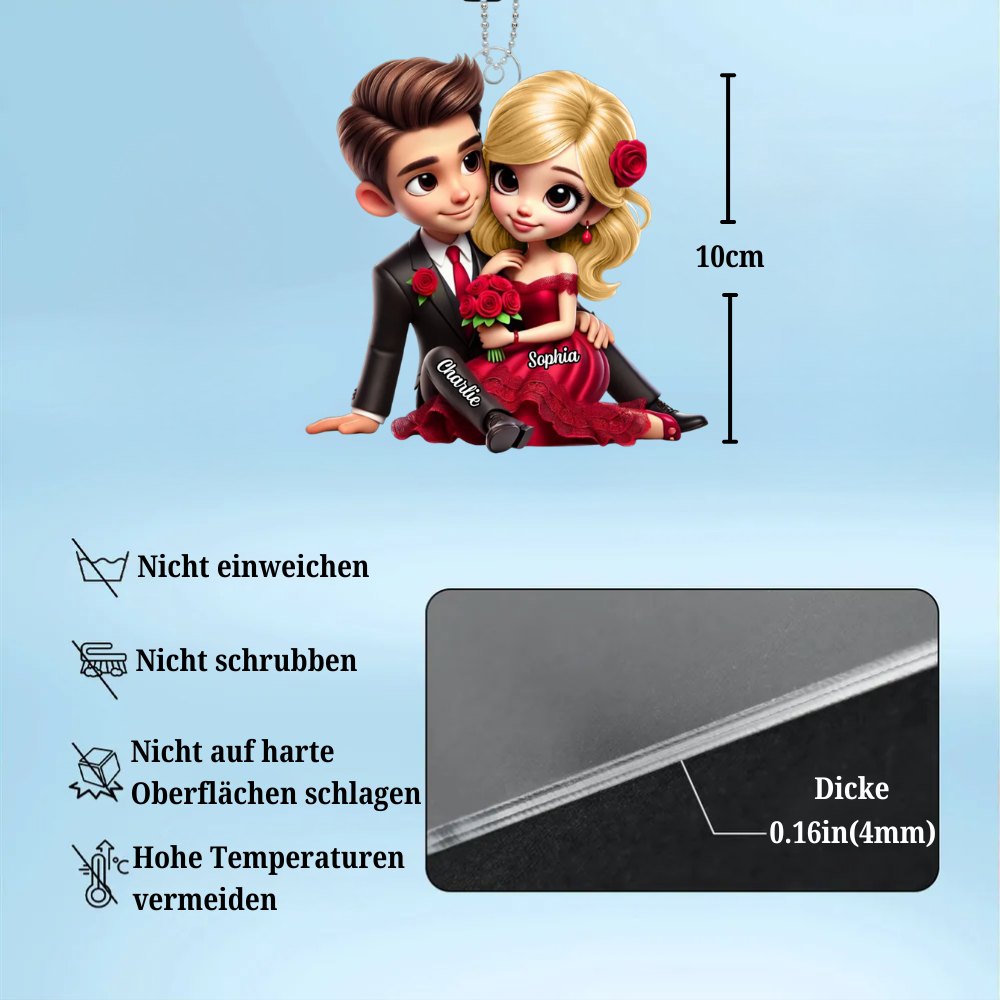 Pärchen mit Rosenstrauß - Acrylanhänger mit Namen Geschenk für Paar