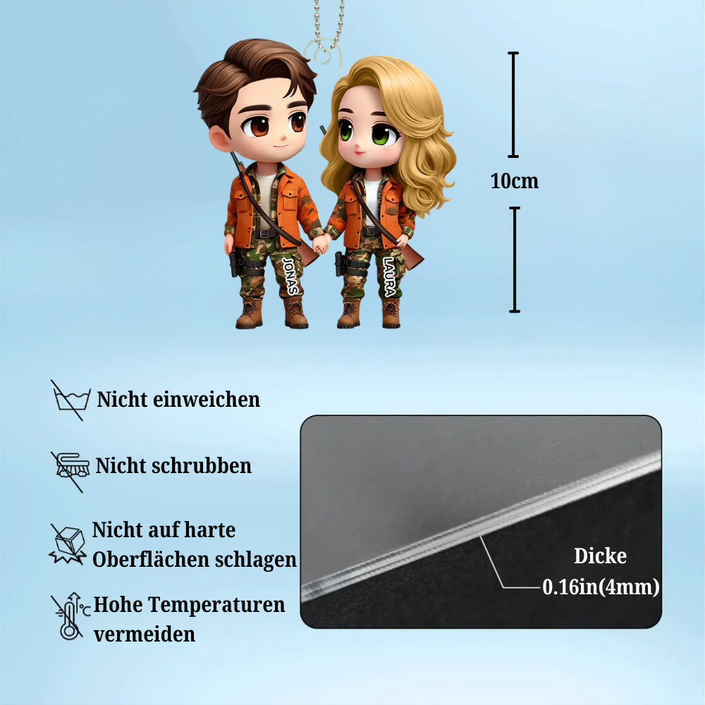 Cartoon Paar Personalisierte Autoanhänger aus Acryl Geschenk für Paaar