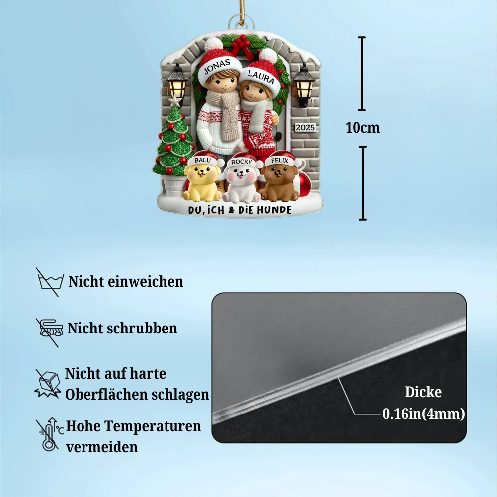 Personalisiertes Weihnachtsornament für Paar mit optionalem Haustier Hund Katze