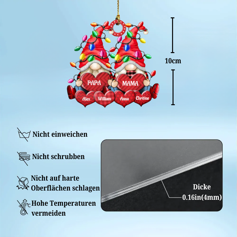 Christbaumschmuck Familie Zwerge Weihnachtslicht 3-8 Namen