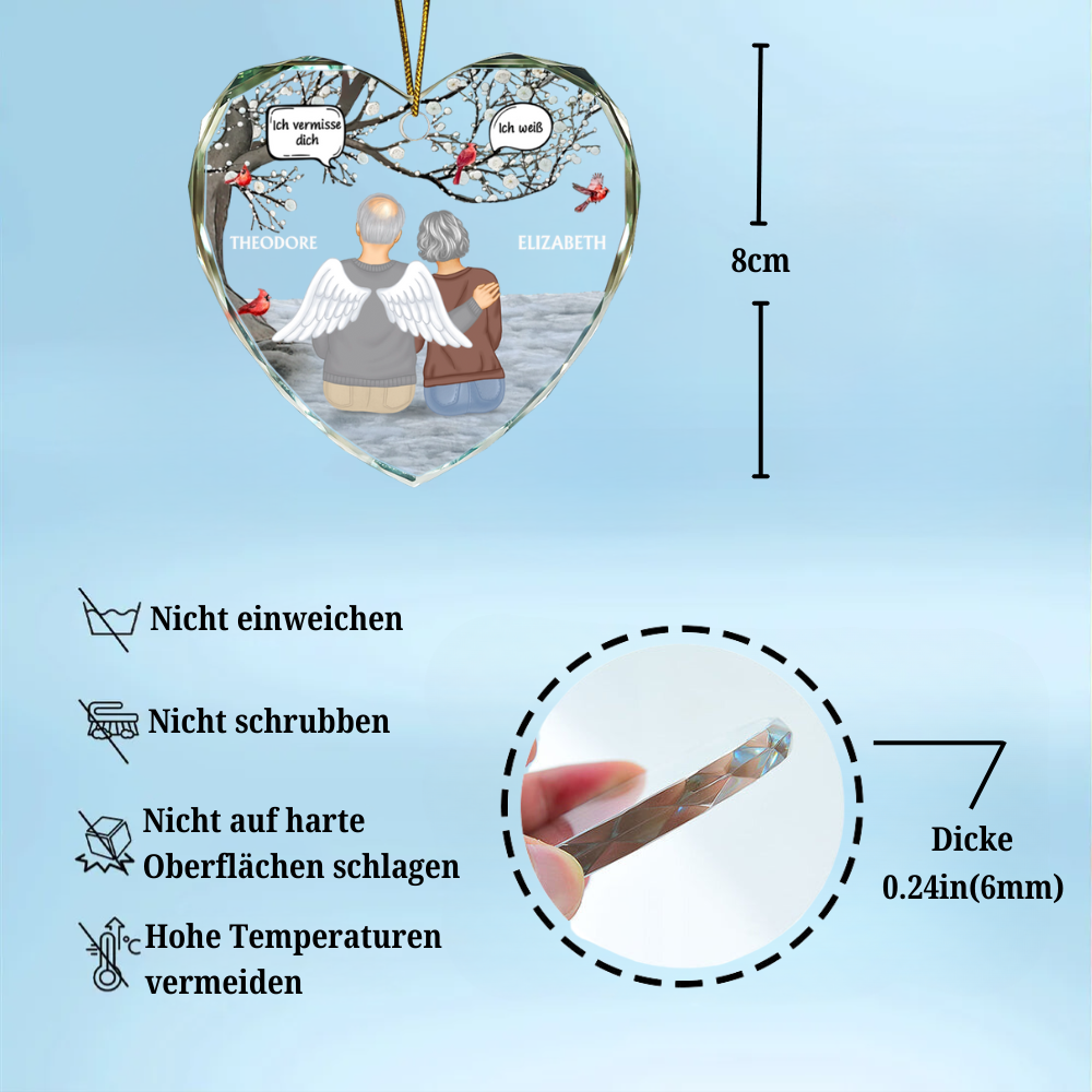 Glasornament in Herzform Christbaumschmuck Geschenk zur Trauer