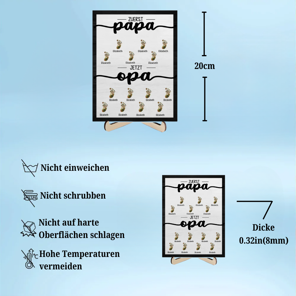 Zuerst Papa, Jetzt Opa-Personalisierte Holzplakette für Großvater und Vater