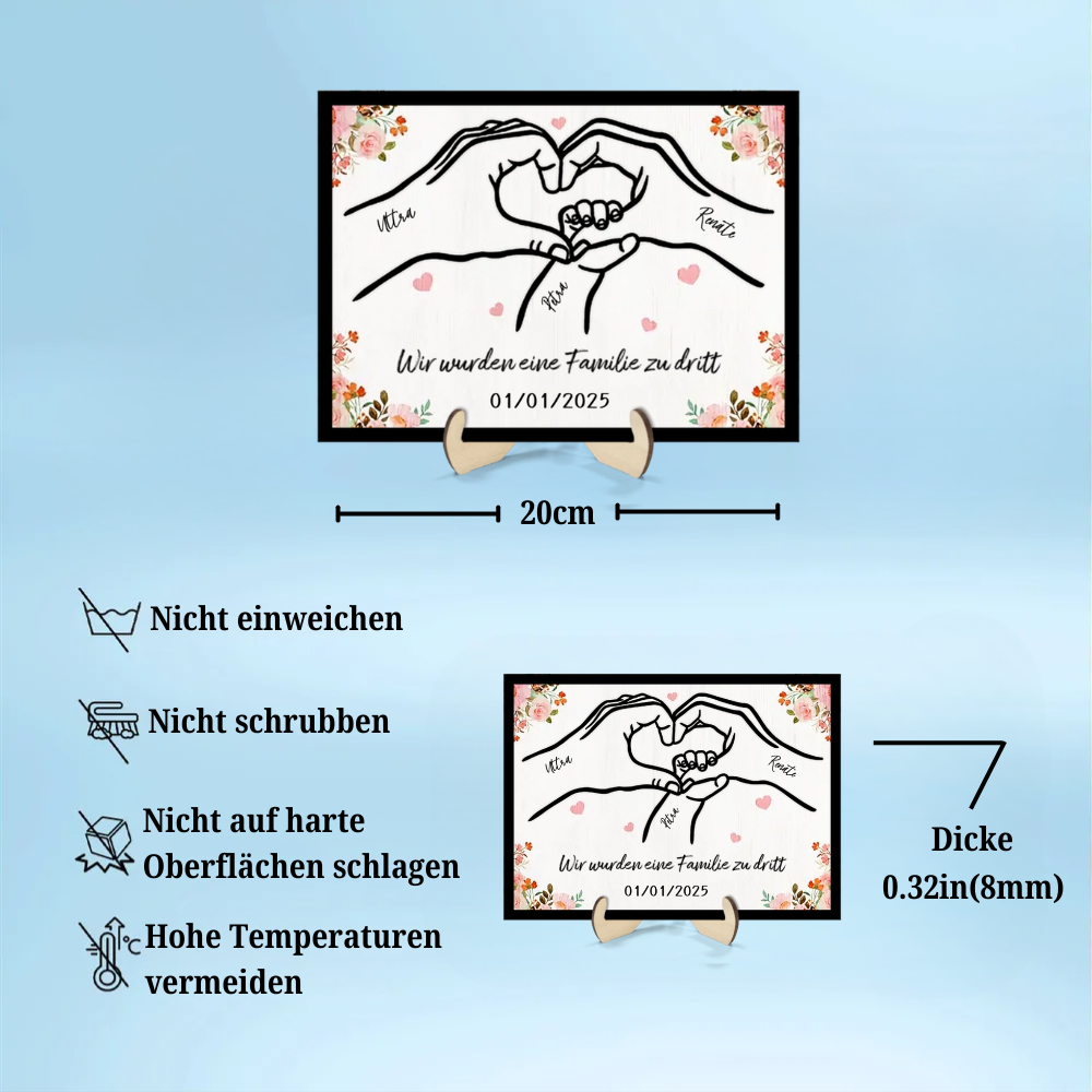Familie zu Dritt-Personalisierte Holztafel
