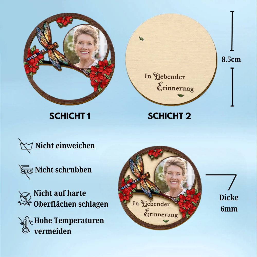 Personalisiertes Sonnenblendenclip mit Foto Trauersgeschenk