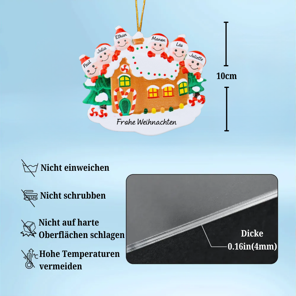 Lebkuchenhaus Familie Personalisierte Weihnachtsdekoration 2-7 Namen